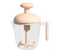 Batteur à œufs manuel, 15 x 19 x 9 cm, ustensile de cuisine multifonction, mélangeur rotatif à pousser à la main avec filtre en maille, design ergonomique pour la cuisine à la maison (rose)