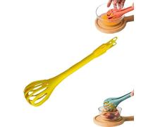 Batteur à œufs multifonction, pince alimentaire et fouet à œufs 2 en 1, fouet en plastique, outil de cuisine polyvalent pour la pâtisserie et la cuisine (jaune)