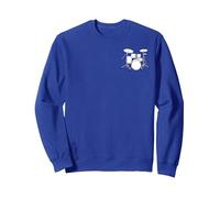 Batteur, Batterie de Musique, Petit Logo Homme Sweatshirt, Unisexe pour Adultes, Bleu Royal, M