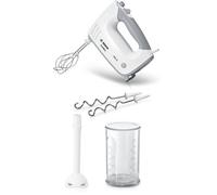 Batteur Bosch - MFQ36440 - 450 W - 5 vitesses - 2 fouets / 2 crochets pétrisseurs inox - Bol gradué avec couvercle - Blanc / Gris