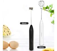 Batteur d'oeufs en acier inoxydable mini-boisson mélangeur de cuisine pour voyages à domicile avec trois vitesses polyvalentes Utiliser le blanc noir (Blanc)