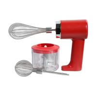 Batteur electrique 4 en 1 rouge rechargeable sans fil pour cuisson gâteaux et pâte d'ail fouet electrique 3 niveaux réglables