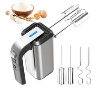 Batteur Électrique À Main 5 Vitesses Fouet Électrique Portable Légèr À Main en Acier Inoxydable avec 2 Crochets À Pâte Et 2 Fous pour Pâtisserie, Cuisine Et Fouettage