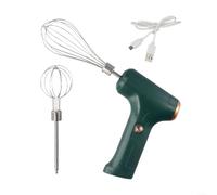 Batteur électrique avec batterie USB, mélangeur 2 en 1 et en acier inoxydable pour pâte, crème et œufs, appareil de cuisine portable silencieux pour la cuisson, vert (trois engrenages)