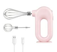 Batteur électrique, Batteur électrique à Main Sans Fil Support D'aide De Cuisine Mini Mixeur électrique Portable Batteur à œufs Portable Rechargeable Par USB Réglable à 4 Vitesses 1500mah(Rose)