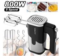 Batteur Electrique Cuisine 800W Puissant,5 Vitesses, 2 Batteurs + 2 Crochets, Démontage 1 Bouton