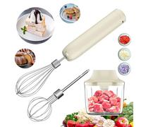 Batteur Électrique Cuisine, Batteur Électrique Sans Fil Rechargeable, Fouet Électrique et Mixeur Plongeant pour Hachage, Éminçage et Purée, Hachoir Mini Électrique 4 Vitesses, 300ML