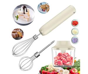 Batteur Électrique Cuisine, Batteur Électrique Sans Fil Rechargeable, Fouet Électrique et Mixeur Plongeant pour Hachage, Éminçage et Purée, Hachoir Mini Électrique 4 Vitesses, 300ML