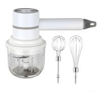 Batteur électrique sans fil avec 3 vitesses - Rechargeable par USB - En acier inoxydable - Pour la cuisson et la crème fouettée - Compact - Léger - Portable - Pour cuisine - Blanc - Vert - Rose (blanc