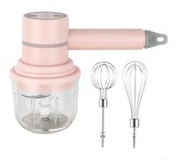 Batteur électrique sans fil avec 3 vitesses - Rechargeable par USB - En acier inoxydable - Pour la cuisson et la crème - Compact - Léger - Portable - Pour cuisine - Blanc vert rose (poudre)