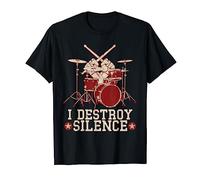 Batteur Musique Drummer Drums Je Détruis Le Silence Batterie T-Shirt