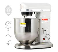 Batteur planétaire avec bol en acier inoxydable, pour la cuisine | 7 L, 220 V, couleur blanche, comprend un crochet pétrisseur et un fouet, usage intensif
