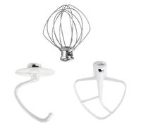 Batteur Plat 3 Pièces 4,5-5QT, Crochet Pétrisseur K45WW Fouet À 6 Fils, Compatible Avec KitchenAid, Batteur Sur Socle À Tête Inclinable, Batteur Sur Socle En Acier Inoxydable