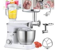 Batteur sur pied, 6,5 L, 1300 W, contrôle à 6 vitesses avec impulsion, comprend un crochet pétrisseur et un fouet pour jus, pétrir et broyer