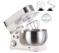 Batteur sur socle avec bol de 3 L, mélangeur à tête inclinable à 6 vitesses avec crochet pétrisseur, fouet, batteur et base antidérapante pour la cuisson du pain, des gâteaux et de la pâte à biscuits