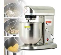 Batteur sur Socle électrique, Mélangeur Commercial 10l avec Mélangeur De Cuisine à Impulsions, Mélangeur à Gâteau à Tête Inclinable à 3 Vitesses avec Bol en Acier, Silver