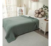 Battilo Couverture 100 % mousseline de coton, couverture en gaze à 6 couches pour l'été, grand jeté de sauge pour canapés, fauteuils, couverture en coton légère et respirante, 200 x 230 cm