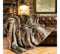 BATTILO HOME Grande couverture en fausse fourrure, marron, 150 x 200 cm, luxueuse, pelucheuse, chaude et confortable, pour lit, canapé, décoration d'intérieur