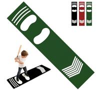 Batting Mat for Training - Non Slip Shock Absorbing PU Baseball Batting Trainer - Pitching Mat with Footprint Guide for Beginner Indoor Outdoor Sports (Green)