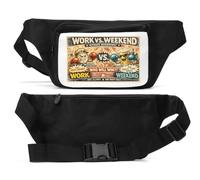 Battle Between Work and Weekend Fun Sac banane unisexe Noir