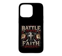 Battle Combat Faith Driven Christian Warrior Armor of God Coque pour iPhone 15 Pro Max