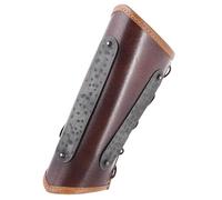 Battle-Merchant Arnulf Paire de bracelets en cuir avec plaques métalliques - Protège-bras médiévaux Viking pour LARP et reconstitution