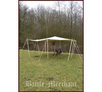 Battle-Merchant Bâche de camp/voile d'ombrage indéchirable avec anneaux triangulaires, 350 g/m², couleur naturelle, LARP, différentes tailles (taille 3 x 4 m)