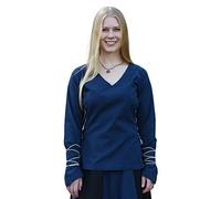 Battle-Merchant Blouse médiévale Aila - à Lacets - Style Renaissance/Viking/Jeux de rôle Grandeur Nature - Plusieurs Coloris Disponibles - Bleu - XXL