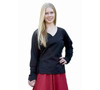 Battle-Merchant Blouse médiévale Aila - à Lacets - Style Renaissance/Viking/Jeux de rôle Grandeur Nature - Plusieurs Coloris Disponibles - Noir - XL