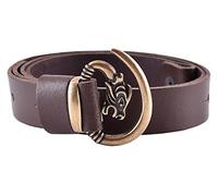 Battle Merchant Ceinture en cuir avec crochet de ceinture tête de loup, 3 cm de large (Noir/110 cm)