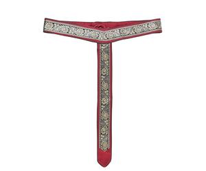 Battle-Merchant Ceinture médiévale en tissu - Ceinture en Y avec bordure - Sangle élégante en coton - Moyen Âge, LARP, Reconstitution, rouge, taille unique