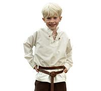 Battle-Merchant - Chemise médiévale Colin à Manches Longues - pour Enfant - Chevalier/Jeux de rôle Grandeur Nature/Carnaval - Naturel - 128
