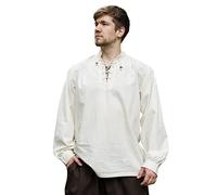 Battle-Merchant - Chemise médiévale Ludwig - pour Homme - Jeu de rôle Grandeur Nature/Viking - Naturel - XL