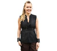 Battle-Merchant - Chemisier médiéval sans manches Levke, chemise à lacets, tenue de tortue, tenue de rôle, grands, viking, pirate, Noir , XL
