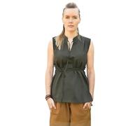 Battle-Merchant - Chemisier médiéval sans manches Levke, chemise à lacets, tenue de tortue, tenue de rôle, grands, viking, pirate, vert olive, M