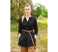 Battle-Merchant Tunique médiévale Ylva pour Femme, Chemise cintrée du début médiéval, Tenue de Tortue, Taille LARP, Viking, Pirate (FR/ES, Alpha, S, Regular, Regular, Noir)