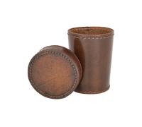 Battle-Merchant Gobelet à dés en cuir Marron avec couvercle