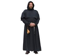 Battle-Merchant - Habit de moine - avec capuche et cordon - style médiéval/jeu de rôle grandeur nature/déguisement - noir - XXL