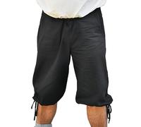 Battle-Merchant | Knickerbocker Jonte médiéval | Pantalon à taille genoux pour homme | Pantalon viking | Pantalon de pirate | Short médiéval, taille LARP, Noir , L