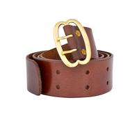 Battle-Merchant Large ceinture en cuir avec boucle en laiton - Marron - Environ 135 cm - Ceinture de pirate viking médiévale, Noir , ca. 135 cm