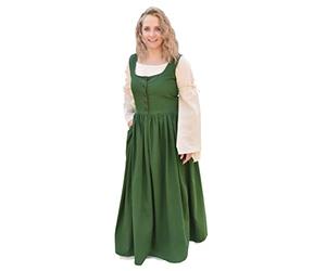 Battle-Merchant Lene Robe médiévale sans manches pour femme - Robe à bretelles - Robe de paysan - Corsage - Coton - Marron/rouge/vert - S/M/L/XL/XXL