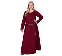 Battle-Merchant - Longue Robe médiévale Afra - Femme - Manches Longues/Coton - Costume/Jeux de rôle Grandeur Nature/Style Viking/Vintage/Hippie/Carnaval - Bordeaux - L