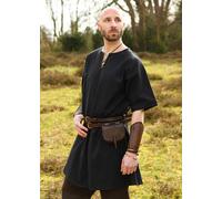 Battle-Merchant Mittelalter-Tunika Jasper, Manches Courtes, Noir Médiéval Viking