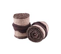 Battle-Merchant Paire de goulottes médiévales pour enfant - Motif chevrons - Pour pantalon médiéval - En coton - Pour viking - Marron et naturel