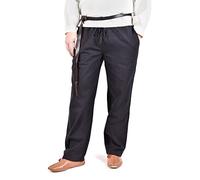 Battle-Merchant - Pantalon médiéval Hagen - pour Homme - Droit/Large/Coton - pour Jeux de rôle Grandeur Nature/Style Viking/Chevalier/Pirate - Noir - XL