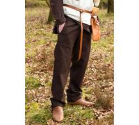 Battle-Merchant - Pantalon médiéval Hagen - pour Homme - Droit - Large - Coton - pour Jeux de rôle Grandeur Nature-Style Viking - Chevalier - Pirate - Marron - S