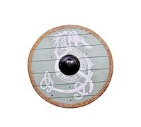 Battle-Merchant | Plaque ronde avec motif Fenrir | Plaque viking en bois peinte à la main | 80 cm (31,5 pouces) | Panneau médiéval viking pour adultes