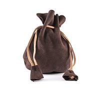 Battle-Merchant Porte-monnaie en daim - Motif chat - Viking - Moyen-Âge - LARP, marron foncé, s,