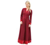 Battle-Merchant Robe longue médiévale Meira avec détails en velours - Robe fantaisie pour femme - Costume de LARP, rouge bordeaux, XXL