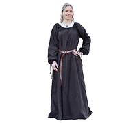 Battle-Merchant Ana Robe médiévale pour femme | Costume de viking à manches longues en coton | Habillage LARP, blanc, rouge, bleu, naturel (S, marron)